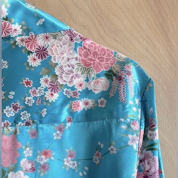 ALEXANDER DEL ROSSA Satin Nightshirt M Floral Long Sleeve Sleepwear - Picture 11 of 11